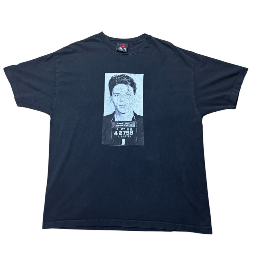 Vintage Y2K Frank Sinatra Mugshot T-Shirt Zion Rootswear XL 2000s Black